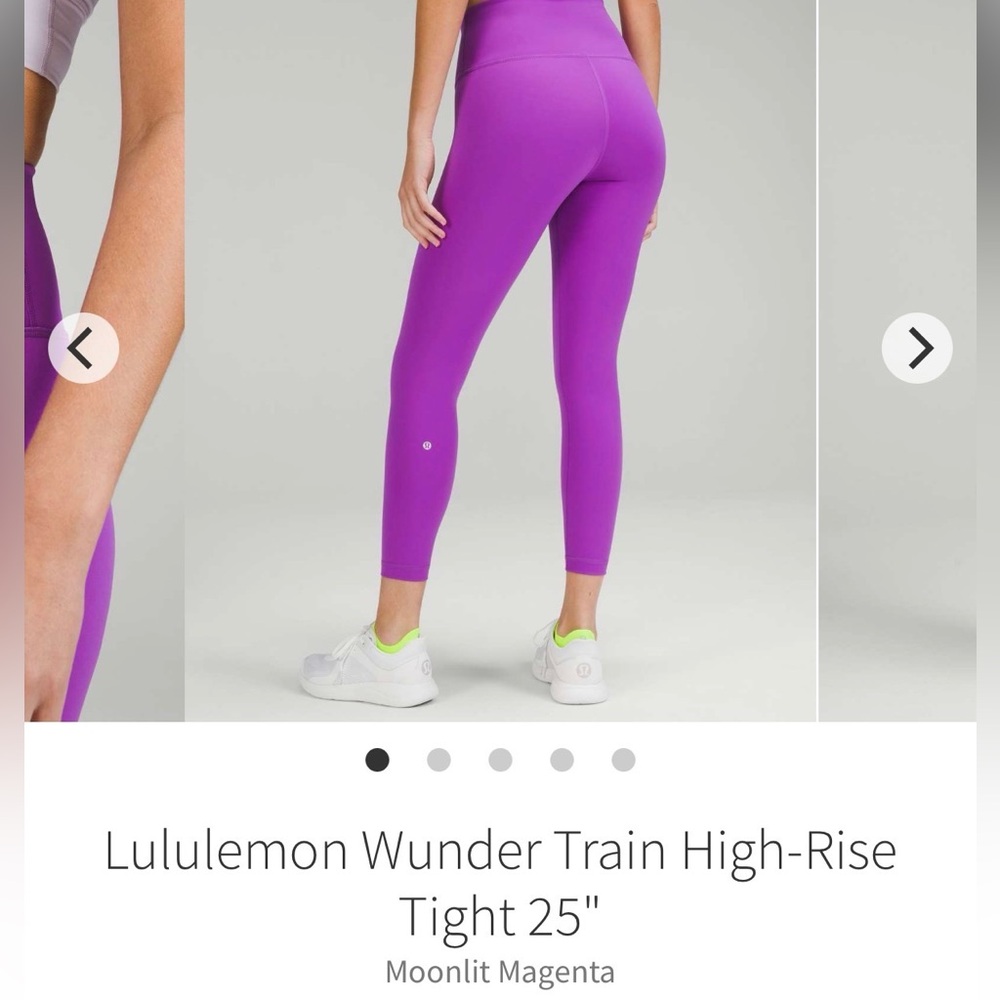 Lululemon Wunder Train High-Rise leggings. Color- moonlight magenta. Size 6.